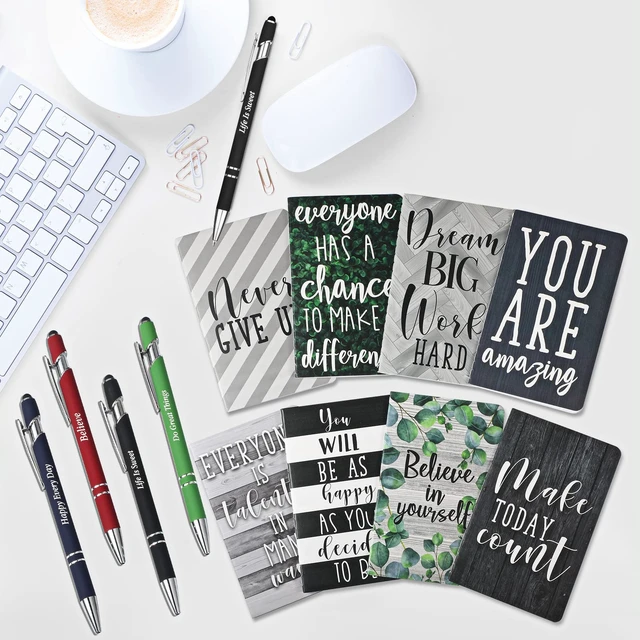 Alt view image 6 of 6 - 32 Pcs Mini Notebooks with Pens Adults Party Favors, Classic Bulk Inspirational Journals with Motivational Pens, Bingo Prizes Gifts for Women Men Coworker Teacher Student Rewards Office