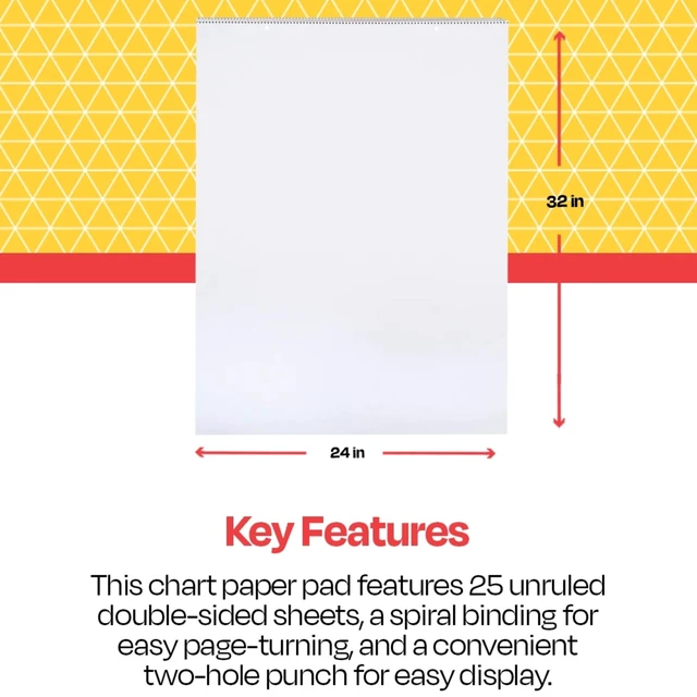 Alt view image 4 of 5 - Chart Paper Pad, 32 x 24 Inches, Unruled, 25 Sheets