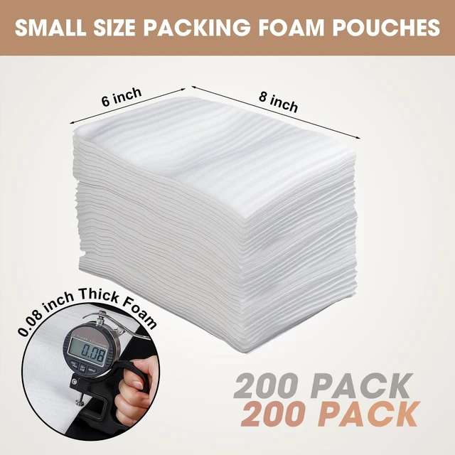 Alt view image 2 of 7 - 200 Pack 6''x8'' Cushion Foam Pouches,Small Packing Foam Pouches for Moving Shock-proof,Waterproof Cushioning Foam Wrap Pouches to Protect Glasses,Cosmetics,Cups and Dishes, Moving Supplies for Dishes