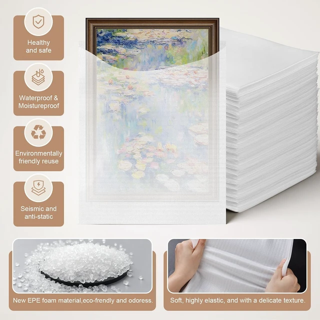 Alt view image 3 of 7 - 300 Pack 4''x6'' Cushion Foam Pouches,Small Packing Foam Pouches for Moving Shock-proof,Waterproof Cushioning Foam Wrap Pouches to Protect Glasses,Cosmetics,Cups and Dishes, Moving Supplies for Dishes