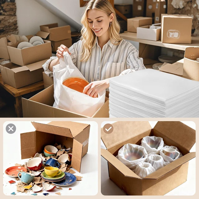 Alt view image 4 of 7 - 300 Pack 4''x6'' Cushion Foam Pouches,Small Packing Foam Pouches for Moving Shock-proof,Waterproof Cushioning Foam Wrap Pouches to Protect Glasses,Cosmetics,Cups and Dishes, Moving Supplies for Dishes