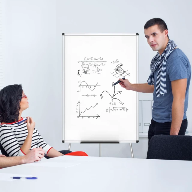 Alt view image 7 of 7 - Magnetic Easel Whiteboard, 36 x 24 Inches, Height Adjustable Stand 3' x 2' Portable Tripod Dry Erase Board with Flipchart Stand, Includes Marker Tray, for Office, Home and School