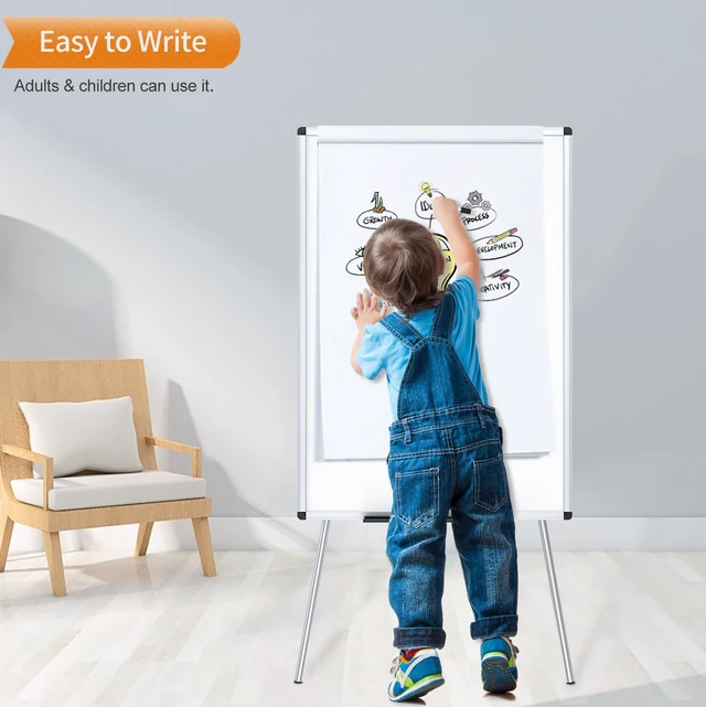 Alt view image 6 of 7 - Magnetic Easel Whiteboard, 36 x 24 Inches, Height Adjustable Stand 3' x 2' Portable Tripod Dry Erase Board with Flipchart Stand, Includes Marker Tray, for Office, Home and School