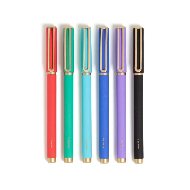 Main image of Catalina Felt Tip Pens, Set of 6 Assorted Color Ink Pens, Soft Touch Bright Tones, Medium (0.7 mm) Point