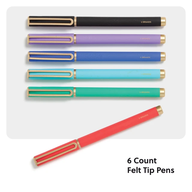 Alt view image 2 of 6 - Catalina Felt Tip Pens, Set of 6 Assorted Color Ink Pens, Soft Touch Bright Tones, Medium (0.7 mm) Point