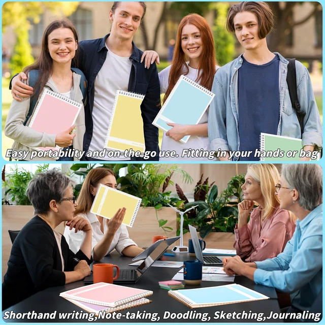 Alt view image 6 of 7 - 24 Pack Steno Pads 6 x 9 in Spiral Top Notebook Bulk 8 Assorted Color Note Pad 60 Sheets Gregg Rule Writing Paper Steno Notebooks for Students Teachers Men Women Professionals Office School Recording