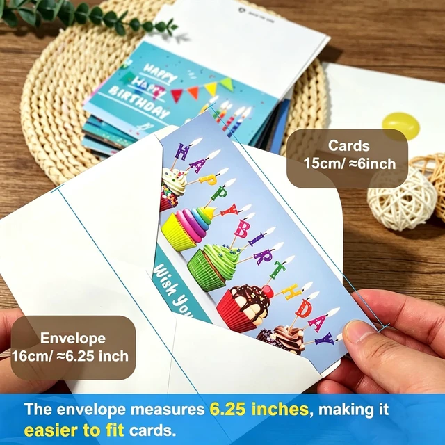 Alt view image 4 of 6 - 160 Birthday Cards Bulk with Short Generic Message Inside, Bulk Birthday Cards with Envelopes 4 x 6 inches, 20 Unique Designs, for Family, Group,Office, Business,Work Cards in Box
