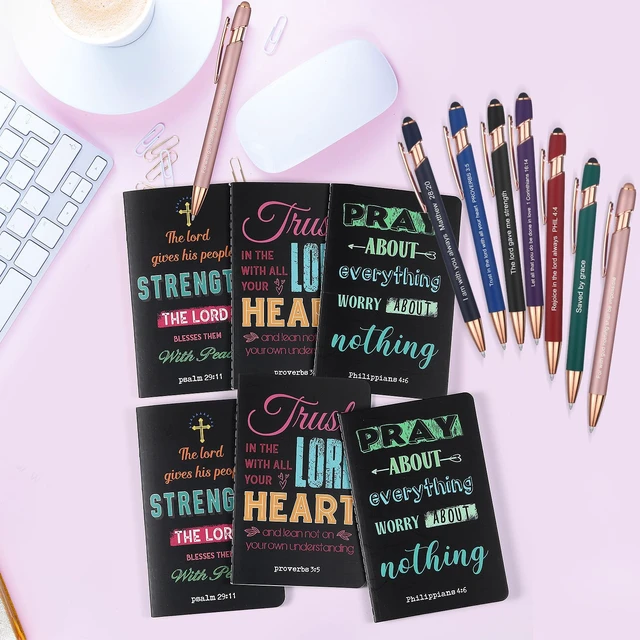 Alt view image 6 of 7 - 32 Pcs Mini Notebooks with Pens Adults Party Favors, Prayer Small Inspirational Bible Journals With Pens Bulk, Scripture Pocket Notepad Gift for Church, Pastor, Bible Study Faith Event