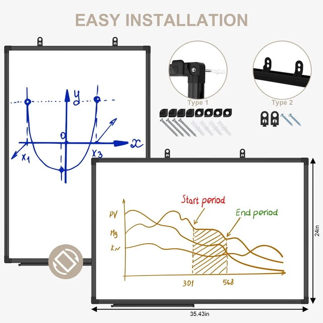 Alt view image 3 of 7 - XBoard Magnetic Dry Erase Board/Whiteboard 36 X 24 Inches White Board with Black Aluminum Frame for Home, Office, School