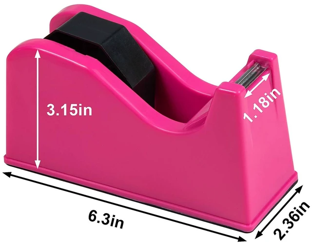 Alt view image 2 of 7 - Desktop Tape Dispenser Adhesive Roll Holder (Fits 1" & 3" Core) with Weighted Nonskid Base (2Pack-Rose red)