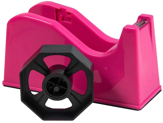Alt view image 7 of 7 - Desktop Tape Dispenser Adhesive Roll Holder (Fits 1" & 3" Core) with Weighted Nonskid Base (2Pack-Rose red)