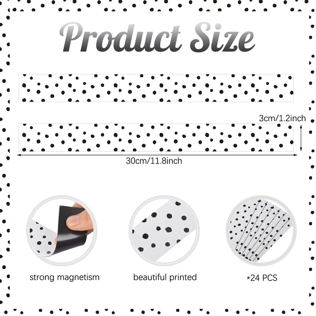 Alt view image 2 of 6 - 24pcs Magnetic Borders for Classroom Whiteboard, Dots Magnetic Strips Bulletin Board Borders School Classroom Chalkboard Trim Decorations