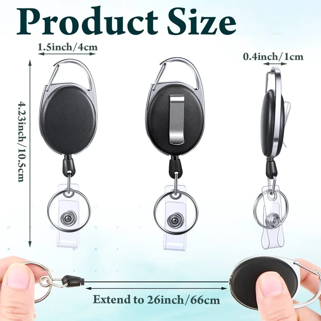 Alt view image 2 of 6 - 100 Pack Retractable Badge Holder Reel with Clip, 6 Colors Key Ring Attachment, Heavy Duty Reel for ID Cards, For Office Nurses Doctors Employees Students, Bulk Pack with Clip