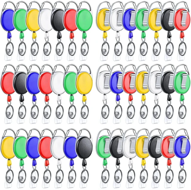 Main image of 100 Pack Retractable Badge Holder Reel with Clip, 6 Colors Key Ring Attachment, Heavy Duty Reel for ID Cards, For Office Nurses Doctors Employees Students, Bulk Pack with Clip