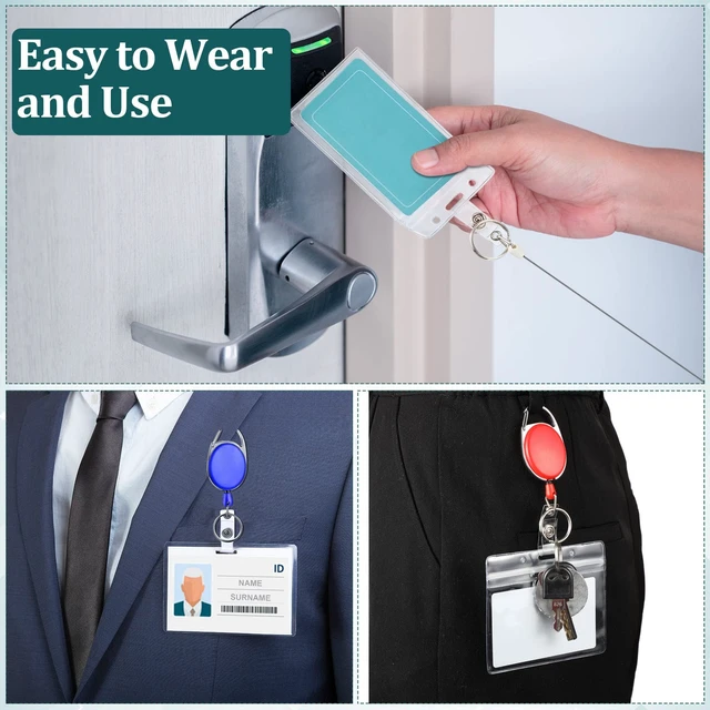 Alt view image 6 of 6 - 100 Pack Retractable Badge Holder Reel with Clip, 6 Colors Key Ring Attachment, Heavy Duty Reel for ID Cards, For Office Nurses Doctors Employees Students, Bulk Pack with Clip
