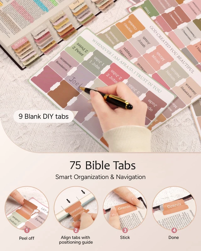 Alt view image 5 of 7 - Bible Cover Case for Women, Large Bible Bag with Study Supplies Bible Journaling Kit with Highlighters No Bleed & 75 Tabs, Christian Bible Gift for Women Mom (Shoulder Strap, Dusky Rose)