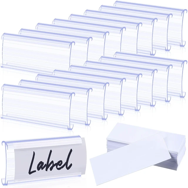 Main image of 300 Pcs Wire Shelf Label Holders with 300 Pcs Paper Inserts Plastic Wire Rack Label Holder Clear Shelf Tags for Shelving Clips Compatible with 1-1/4 Inch Shelves