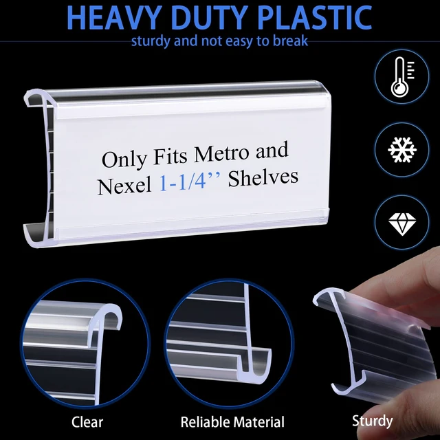 Alt view image 3 of 7 - 300 Pcs Wire Shelf Label Holders with 300 Pcs Paper Inserts Plastic Wire Rack Label Holder Clear Shelf Tags for Shelving Clips Compatible with 1-1/4 Inch Shelves