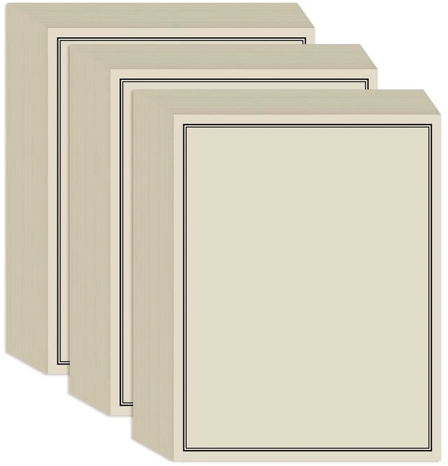 Main image of (3-Pack) Stationery Paper for Letter Writing - 150 Sheets Black Border Design Stationery Paper, 8.5" x11" Writing Paper