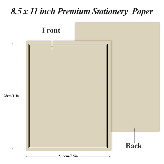 Alt view image 3 of 7 - (3-Pack) Stationery Paper for Letter Writing - 150 Sheets Black Border Design Stationery Paper, 8.5" x11" Writing Paper