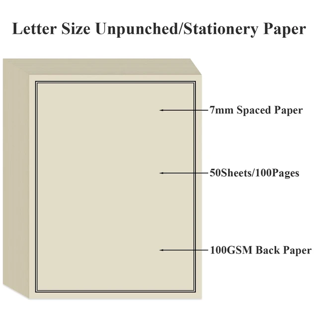 Alt view image 5 of 7 - (3-Pack) Stationery Paper for Letter Writing - 150 Sheets Black Border Design Stationery Paper, 8.5" x11" Writing Paper