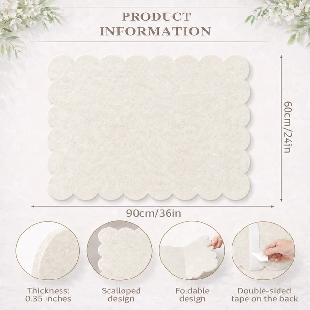 Alt view image 2 of 7 - Scalloped Felt Bulletin Board 36 x 24 Inches (Warm Beige) Large Decorative Pin Board for Wall, Vision & Message Board for Home Office, Bedroom & Study