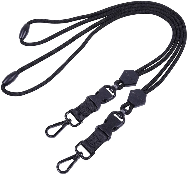 Main image of 2 Pack 23" Lanyard with Safety Breakaway Buckle - Black and Black Durable Heavy Duty Neck Lanyard, with Detachable Buckle and Metal Hook, for ID Card Badge Holder and Keys