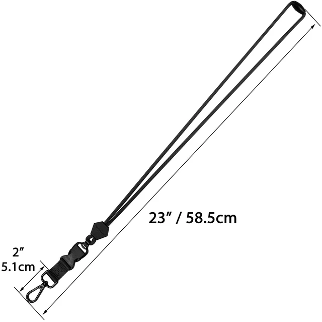 Alt view image 3 of 7 - 2 Pack 23" Lanyard with Safety Breakaway Buckle - Black and Black Durable Heavy Duty Neck Lanyard, with Detachable Buckle and Metal Hook, for ID Card Badge Holder and Keys