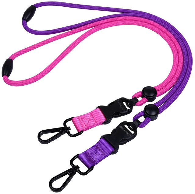 Main image of 2 Pack 21" Lanyard with Safety Breakaway Buckle - Hotpink, Purple Durable Heavy Duty Neck Lanyard, with Detachable Buckle and Metal Hook, for ID Card Badge Holder and Keys