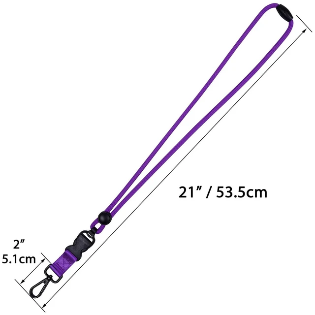 Alt view image 3 of 7 - 2 Pack 21" Lanyard with Safety Breakaway Buckle - Hotpink, Purple Durable Heavy Duty Neck Lanyard, with Detachable Buckle and Metal Hook, for ID Card Badge Holder and Keys