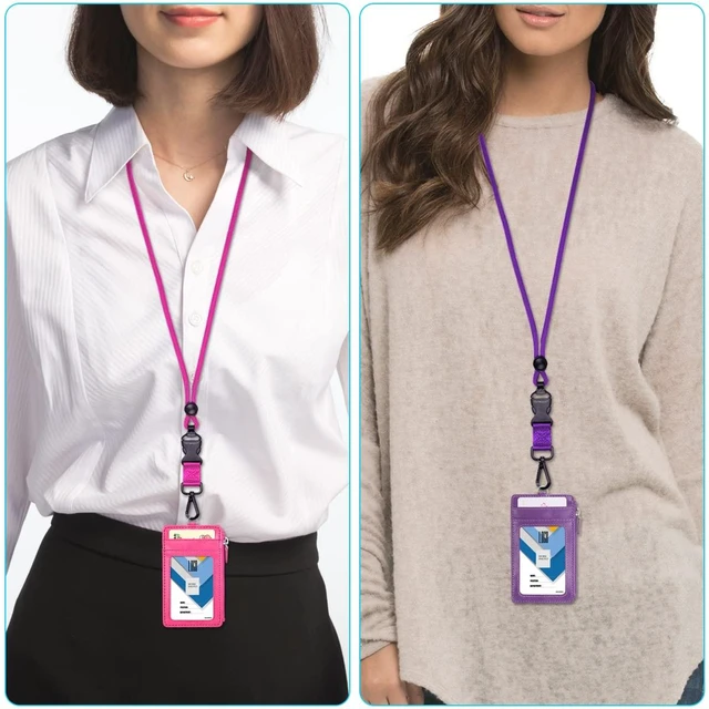 Alt view image 7 of 7 - 2 Pack 21" Lanyard with Safety Breakaway Buckle - Hotpink, Purple Durable Heavy Duty Neck Lanyard, with Detachable Buckle and Metal Hook, for ID Card Badge Holder and Keys