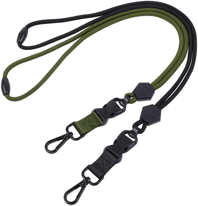 Main image of 2 Pack 23" Lanyard with Safety Breakaway Buckle -Black,Army Green Durable Round Cord, Heavy Duty Neck Lanyard, with Detachable Buckle and Metal Hook, for ID Card Badge Holder and Keys