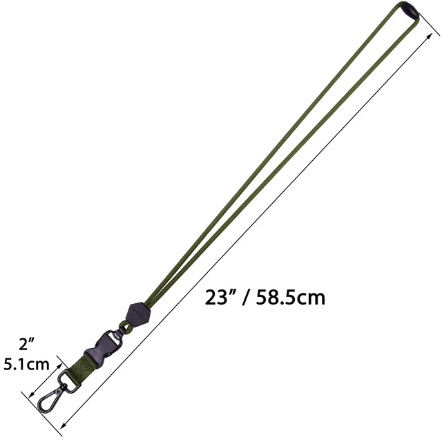 Alt view image 3 of 7 - 2 Pack 23" Lanyard with Safety Breakaway Buckle -Black,Army Green Durable Round Cord, Heavy Duty Neck Lanyard, with Detachable Buckle and Metal Hook, for ID Card Badge Holder and Keys