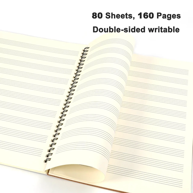 Alt view image 3 of 7 - Blank Sheet Music Notebook, 160 Pages 2 Pack Composition staff paper with 10 staves for music clef manuscript notes