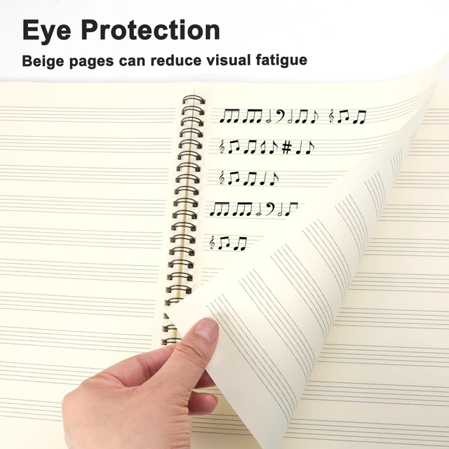 Alt view image 4 of 7 - Blank Sheet Music Notebook, 160 Pages 2 Pack Composition staff paper with 10 staves for music clef manuscript notes