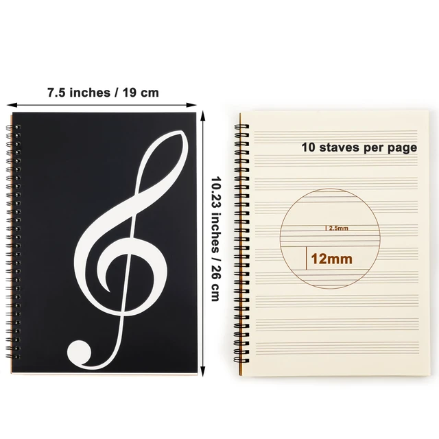 Alt view image 5 of 7 - Blank Sheet Music Notebook, 160 Pages 2 Pack Composition staff paper with 10 staves for music clef manuscript notes