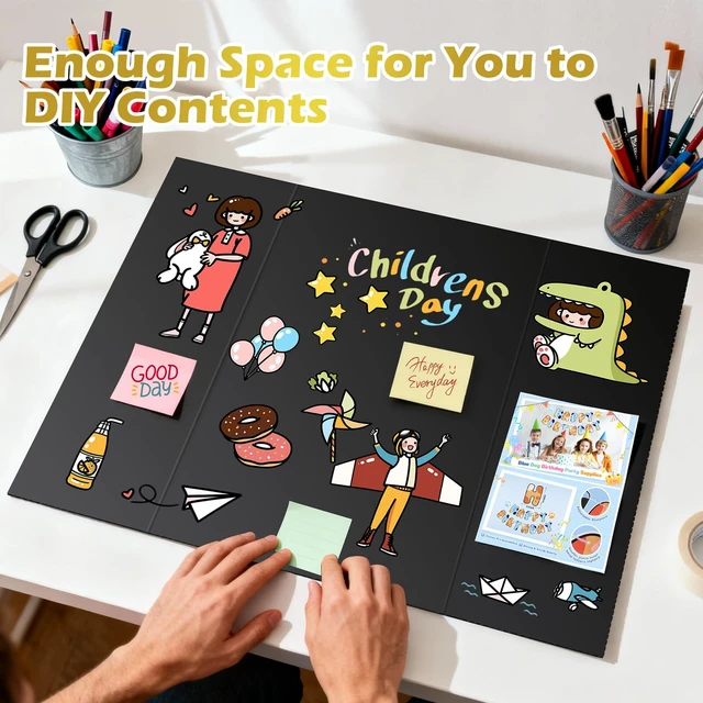 Alt view image 4 of 7 - Trifold Poster Board,12P 24"x 16" Black Corrugated Poster Boards Display Board,Perfect for School Projects, Science Fairs, Event Displays, and Business Presentations