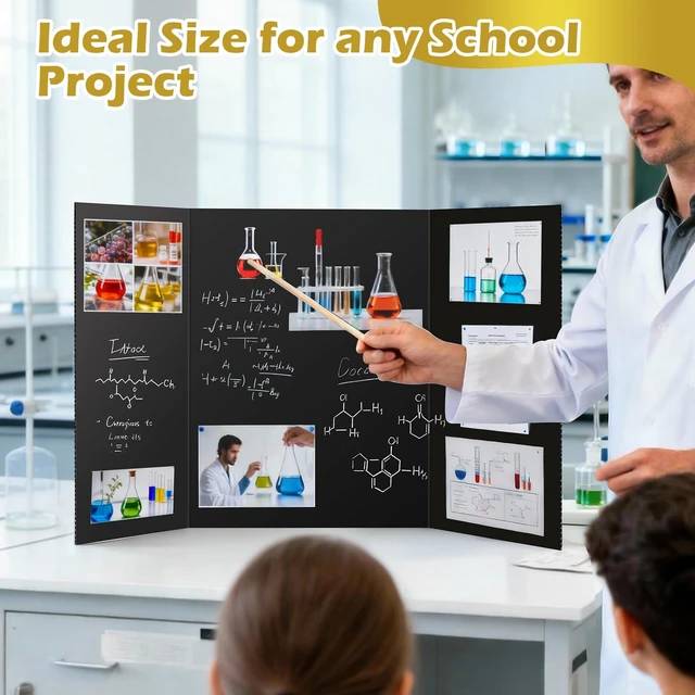 Alt view image 7 of 7 - Trifold Poster Board,12P 24"x 16" Black Corrugated Poster Boards Display Board,Perfect for School Projects, Science Fairs, Event Displays, and Business Presentations