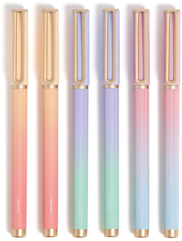Main image of Catalina Felt Tip Pens, Medium Point, 6 Count, Lucent Dreams Three ombre barrels fading peach to coral, lavender to mint and pink to blue, two pens each