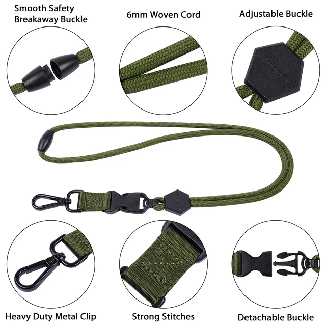 Alt view image 4 of 7 - 2 Pack 23" Lanyard with Safety Breakaway Buckle - Blue,Army Green Durable Heavy Duty Neck Lanyard, with Detachable Buckle and Metal Hook, for ID Card Badge Holder and Keys