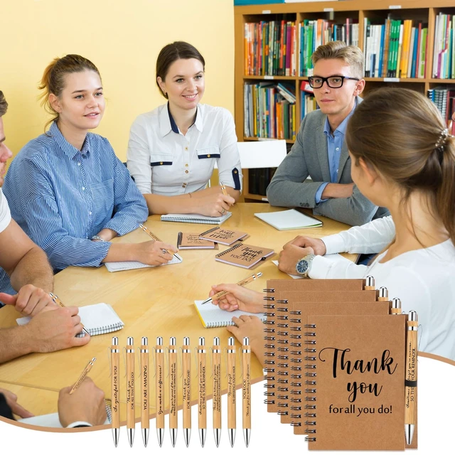 Alt view image 6 of 7 - 40 Sets Inspirational Spiral Notebooks with Bamboo Pens Christmas Appreciation Gifts Bulk for Employee Coworkers Teacher Coworkers Office Staff Team Volunteer Nurse Thank You Gift