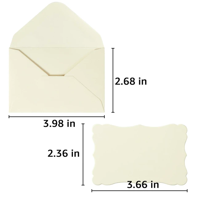 Alt view image 2 of 7 - 100 Pack Mini Envelopes with Blank Note Cards, Cream Color 4 x 2.7 Inches Envelopes, Self-Adhesive, Small Business Card
