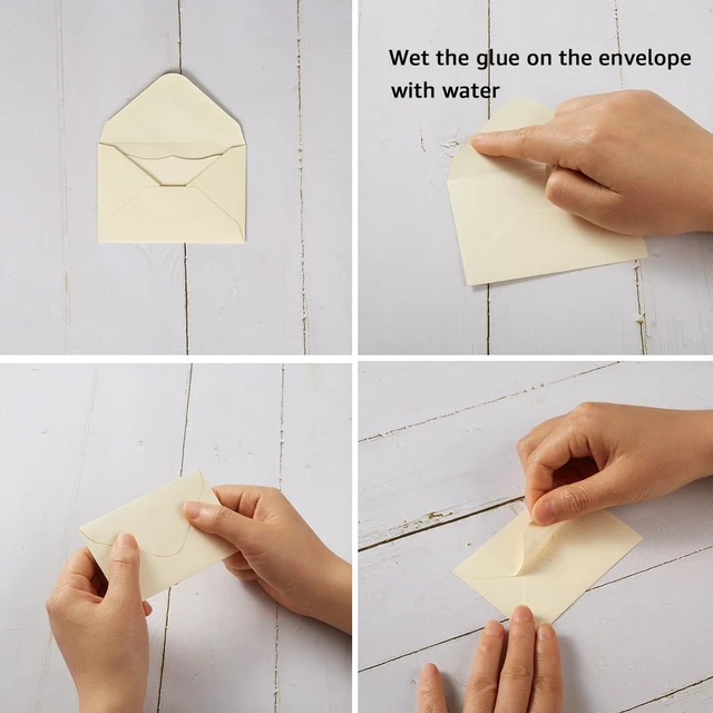 Alt view image 3 of 7 - 100 Pack Mini Envelopes with Blank Note Cards, Cream Color 4 x 2.7 Inches Envelopes, Self-Adhesive, Small Business Card