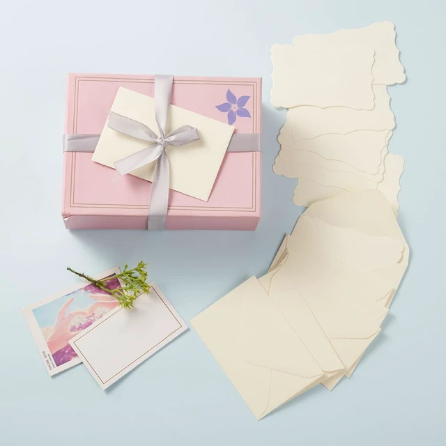 Alt view image 5 of 7 - 100 Pack Mini Envelopes with Blank Note Cards, Cream Color 4 x 2.7 Inches Envelopes, Self-Adhesive, Small Business Card