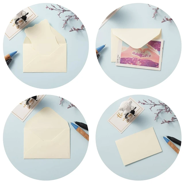 Alt view image 7 of 7 - 100 Pack Mini Envelopes with Blank Note Cards, Cream Color 4 x 2.7 Inches Envelopes, Self-Adhesive, Small Business Card