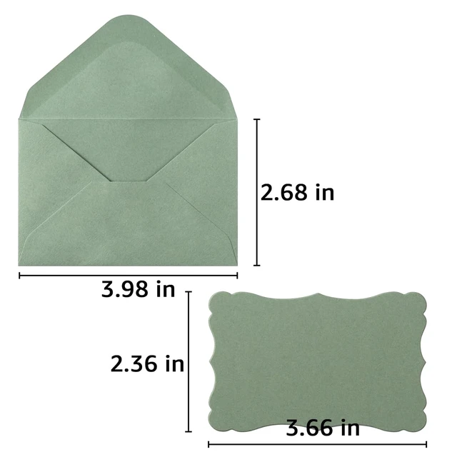 Alt view image 2 of 7 - 100 Pack Mini Envelopes with Blank Note Cards, Sage-Green 4 x 2.7 Inches Envelopes, Self-Adhesive, Small Business Card