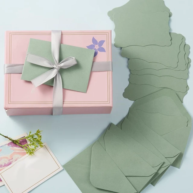 Alt view image 5 of 7 - 100 Pack Mini Envelopes with Blank Note Cards, Sage-Green 4 x 2.7 Inches Envelopes, Self-Adhesive, Small Business Card