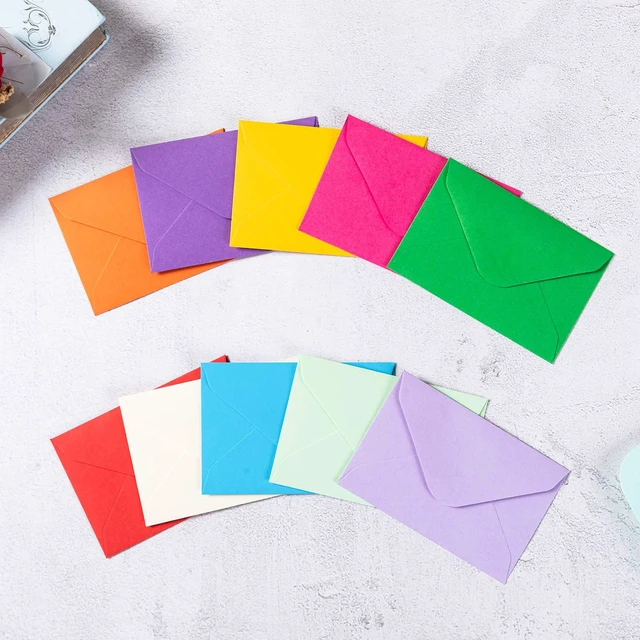 Alt view image 5 of 7 - 100 Pack Mini Envelopes with Blank Note Cards Multicolored 10 Colors 4 x 2.7 Inches Envelopes, Self-Adhesive, Small Business Card