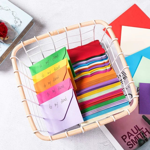 Alt view image 7 of 7 - 100 Pack Mini Envelopes with Blank Note Cards Multicolored 10 Colors 4 x 2.7 Inches Envelopes, Self-Adhesive, Small Business Card