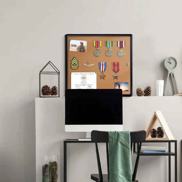 Alt view image 6 of 7 - 28x26 in Enclosed Bulletin Board Message Notice Cork Board Lockable, Tamperproof, Wall-Mounted, Black Aluminum Frame, with Door, Display Board for Office School Commerce Community